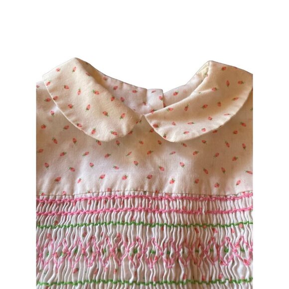 Handmade Pink Rosebud Print Smocked Girls Dress Size 3 - Picture 3 of 8